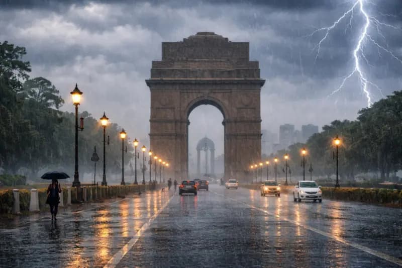 Delhi-NCR Weather Update Today: Rain Brings Relief, IMD Issues Red Alert for Thunderstorms and Hail