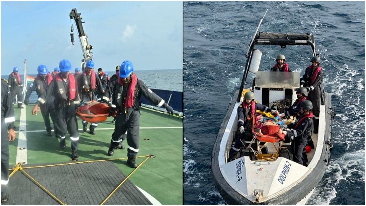 Indian Coast Guard Rescues Critically Injured Iranian Fisherman From Arabian Sea After MRCC Chabahar Alert - VIDEO