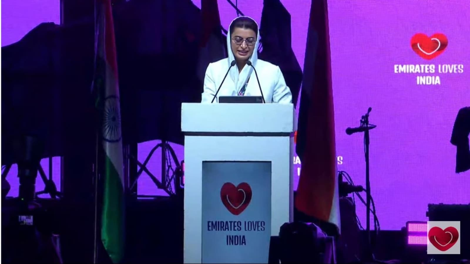 UAE minister delights crowd with Hindi greeting at Dubai's 'Emirates Loves India' event. Watch