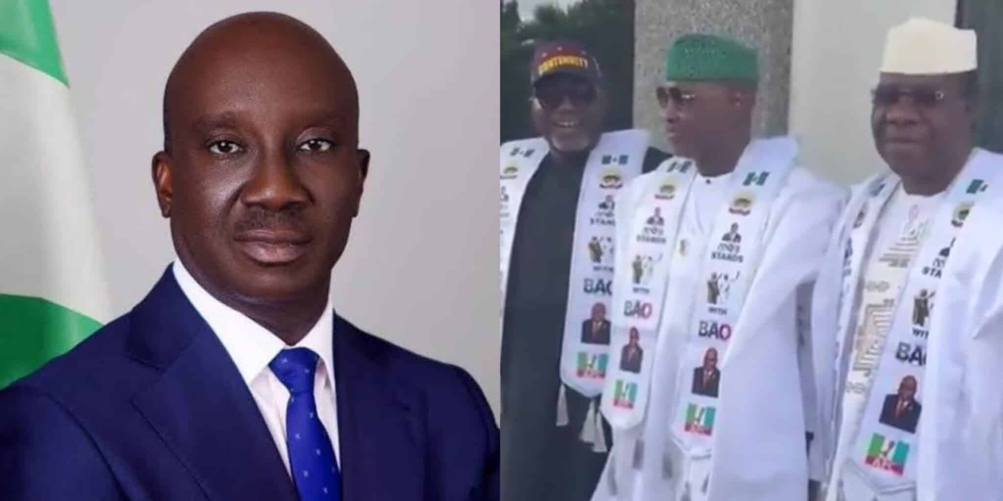 Edo Governor Okpebholo shows up with his hypeman at APC meeting in Ekiti
